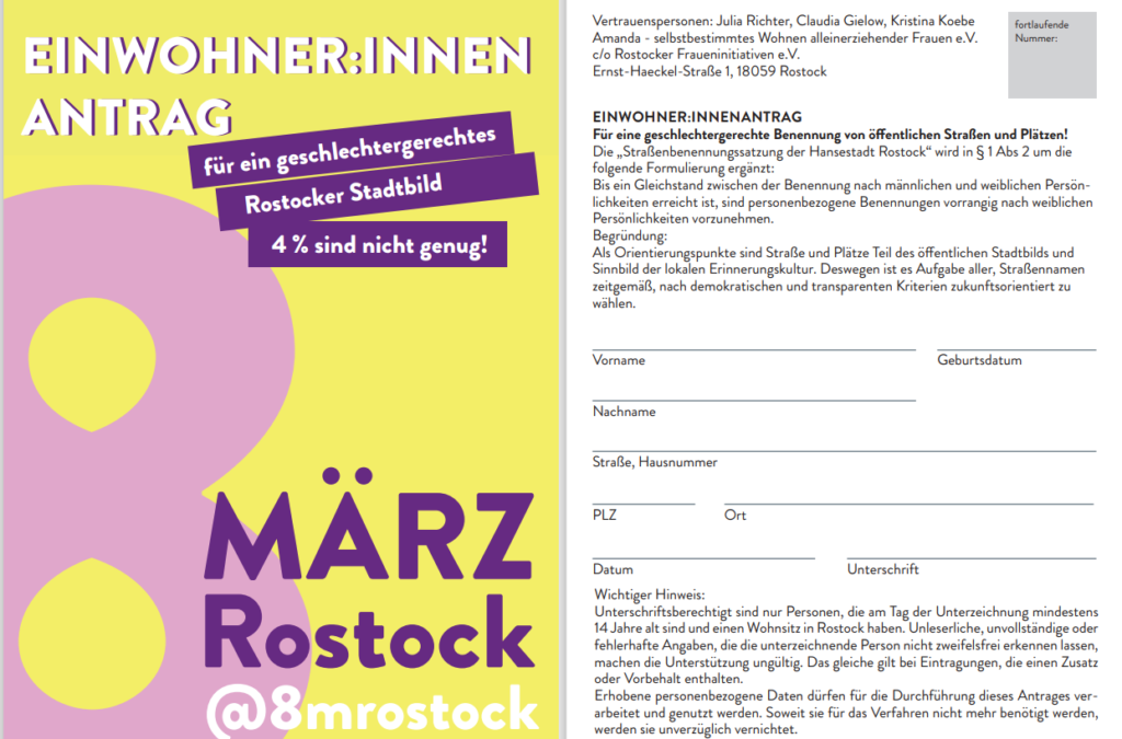 Für eine geschlechtergerechtes Straßenbenennung – 4 % sind nicht genug!